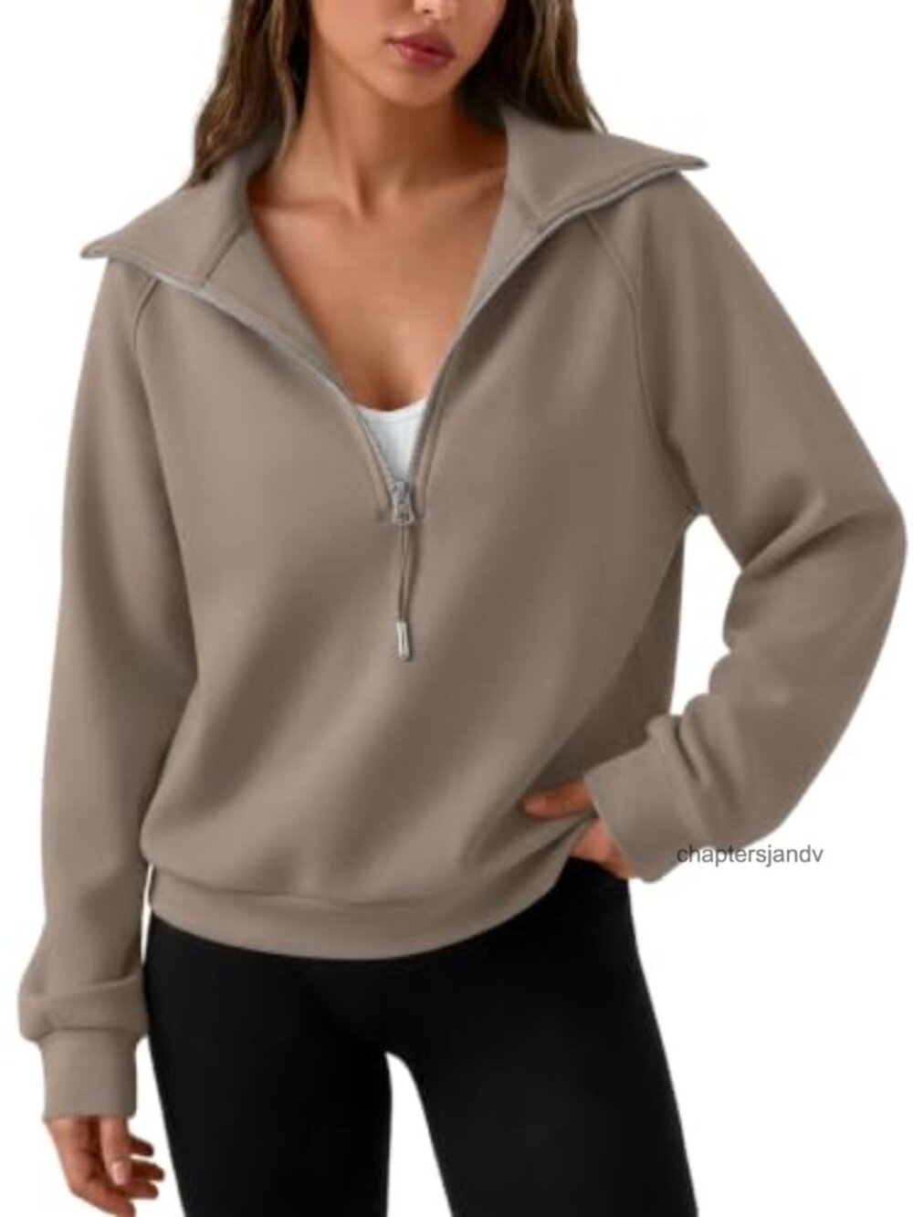 Womens Oversized Cropped Quarter Zip Sweatshirt Hoodie Pullover